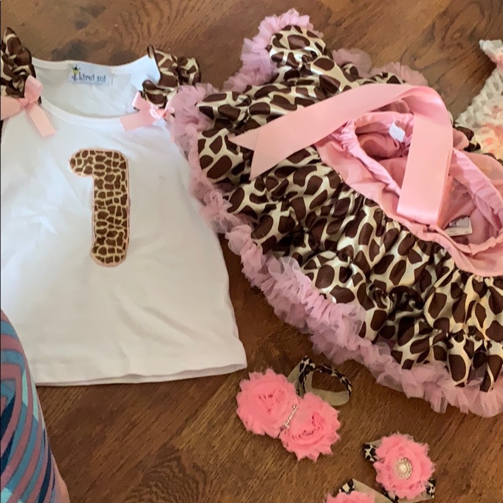 1st birthday outfit with headband and feet bands